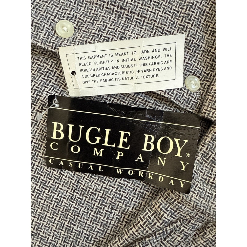 Vtg Bugle Boy Shirt Men's Sz M Long Sleeve Textured Button Down Brown - Picture 10 of 14